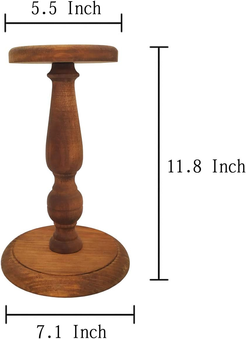 Rustic Brown Vintage Style Wood Hat Stand, Wig Holder Display, Helmet Organizer Storage