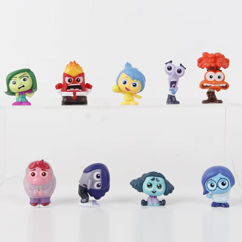 9Pcs/Set Mini inside Out 2 Action Figure Toy Cartoon Movie Joy Anxiety Anger Sadness Disgust Fear Model Doll Figurines Kids Gift