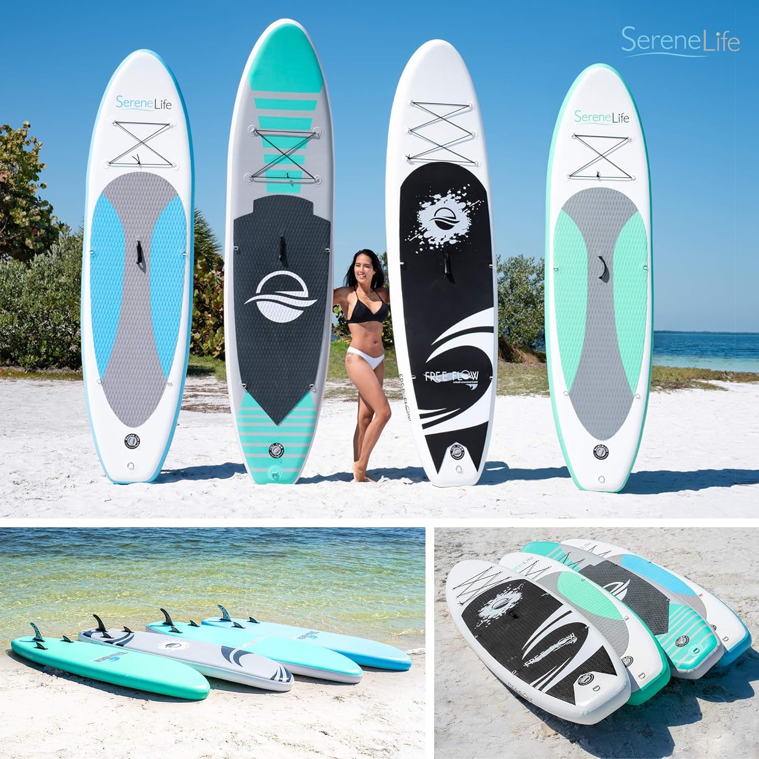 Inflatable Stand up Paddle Board - Wide Stable Design, Non-Slip Deck for Adults & Youth with Premium Paddle Board Accessories, Carry Bag, Dual Action Pump, Paddle, Ankle Leash