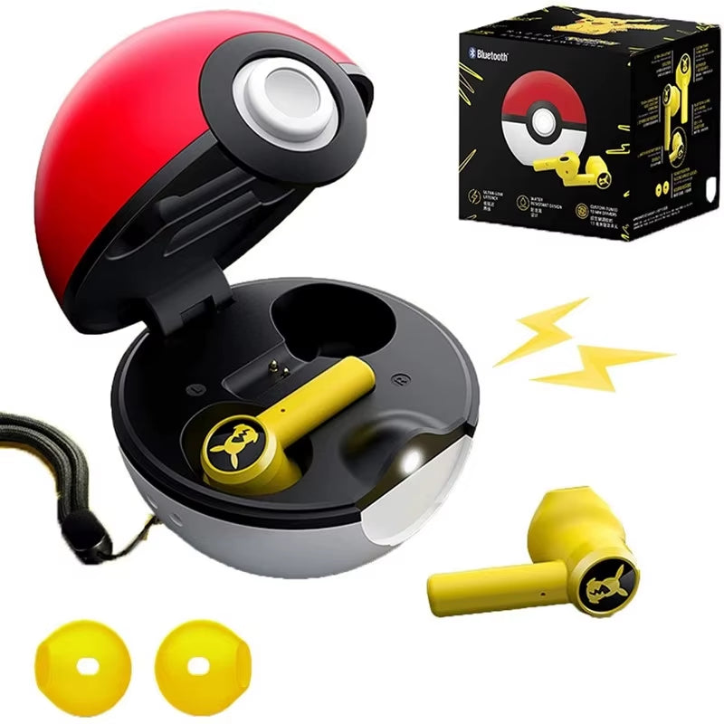 Pokemon Pikachu Earphones Wireless Headphones Bluetooth Headphones Tws Touch Gaming Earbuds Pokeball for All Phone