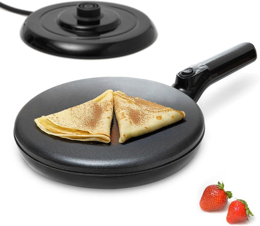 8 in Cordless Electric Crepe Maker Auto Off, Dual Temperature