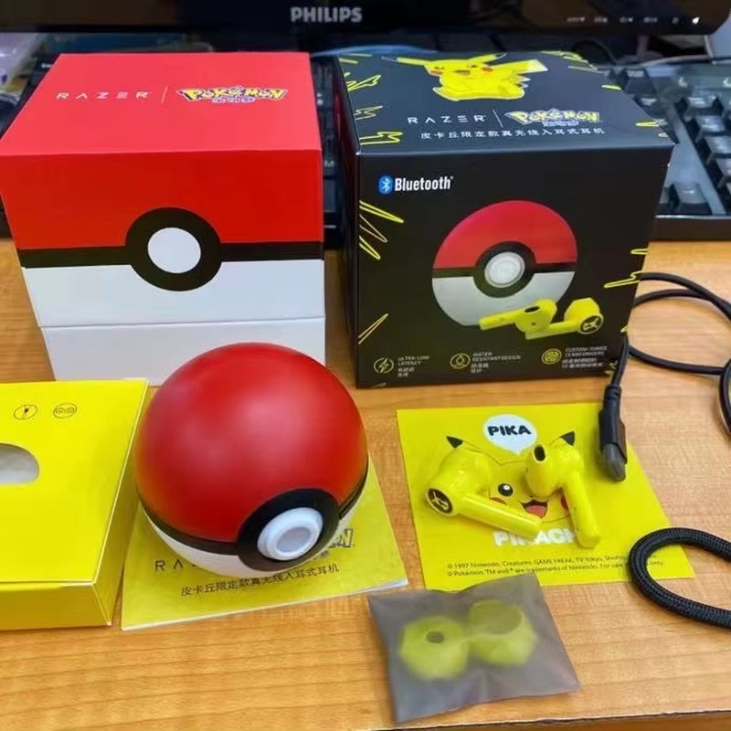 Pokemon Pikachu Earphones Wireless Headphones Bluetooth Headphones Tws Touch Gaming Earbuds Pokeball for All Phone