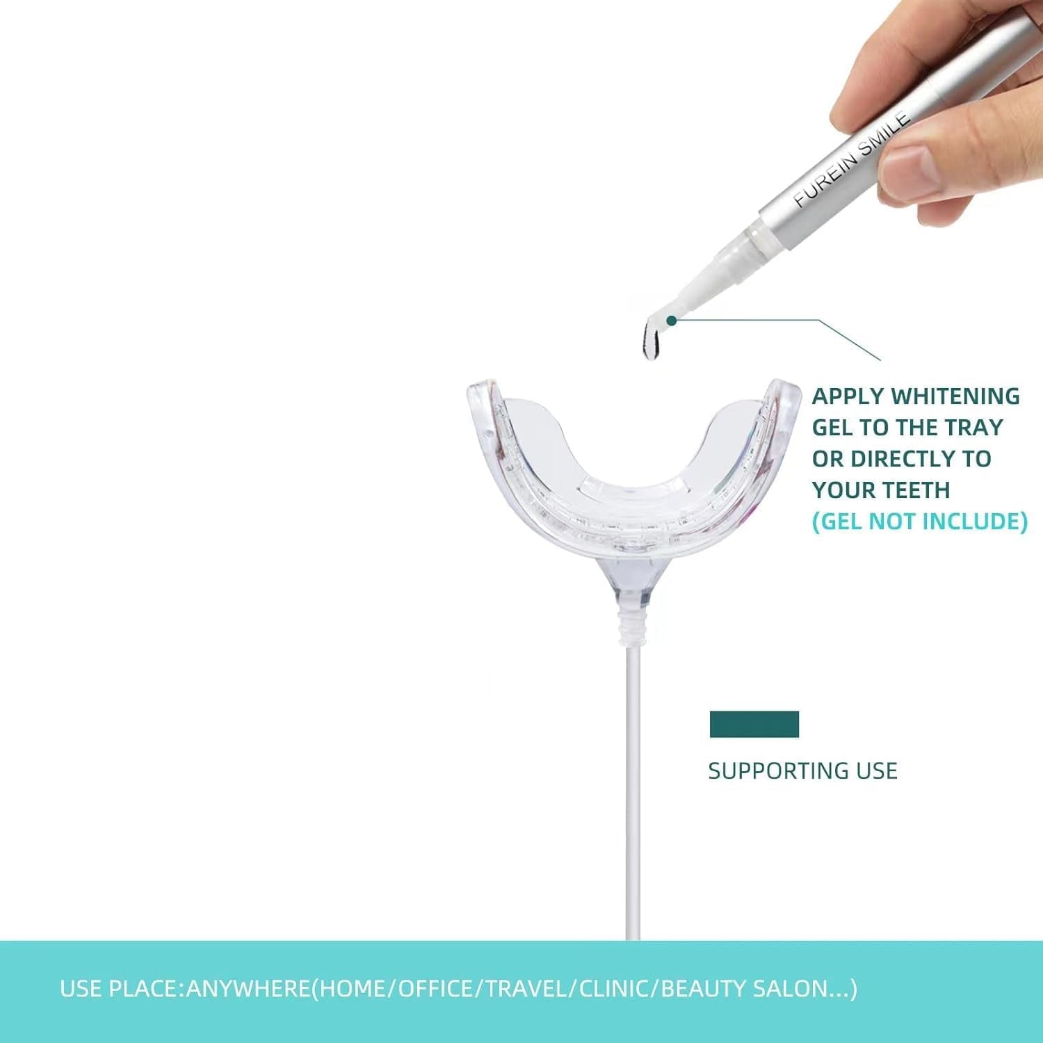 Teeth Whitening Accelerator Light, 32X Blue LED Light Mouth Tray Teeth Whitening Enhancer Light Trays Connected with Iphone/Android/Usb for Home Use