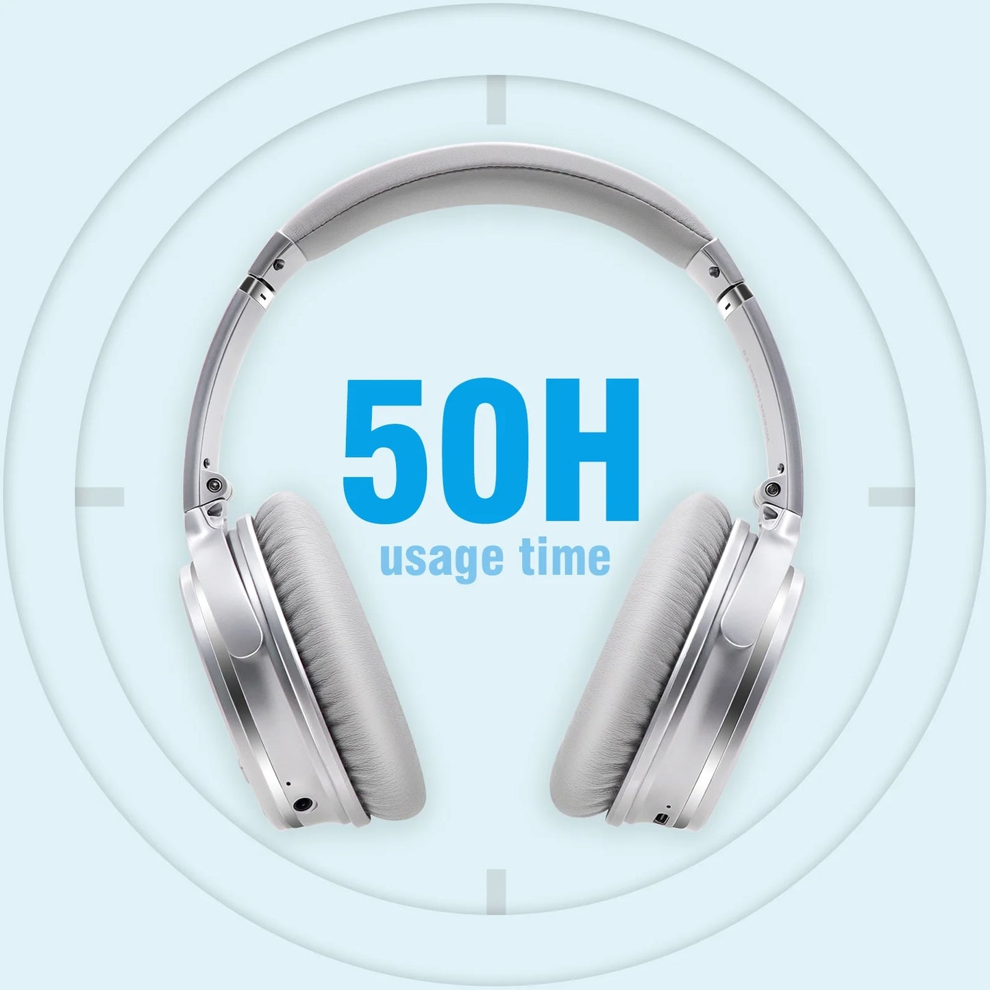 NC35 Noise Cancelling Headphones Wireless Bluetooth 5.3, Over-Ear Lightweight Headset with Microphones,50+ Hours’ Playtime