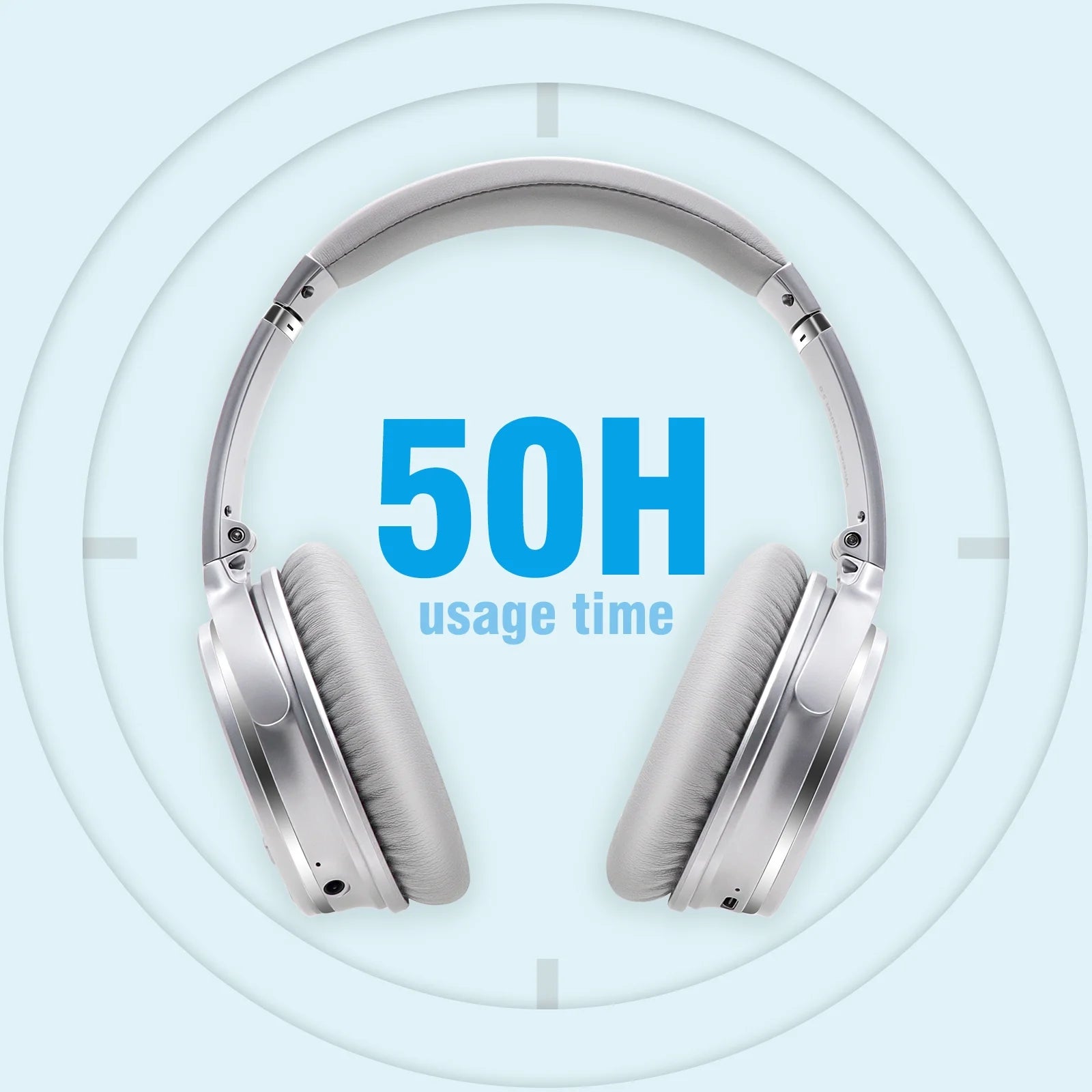 NC35 Noise Cancelling Headphones Wireless Bluetooth 5.3, Over-Ear Lightweight Headset with Microphones,50+ Hours’ Playtime