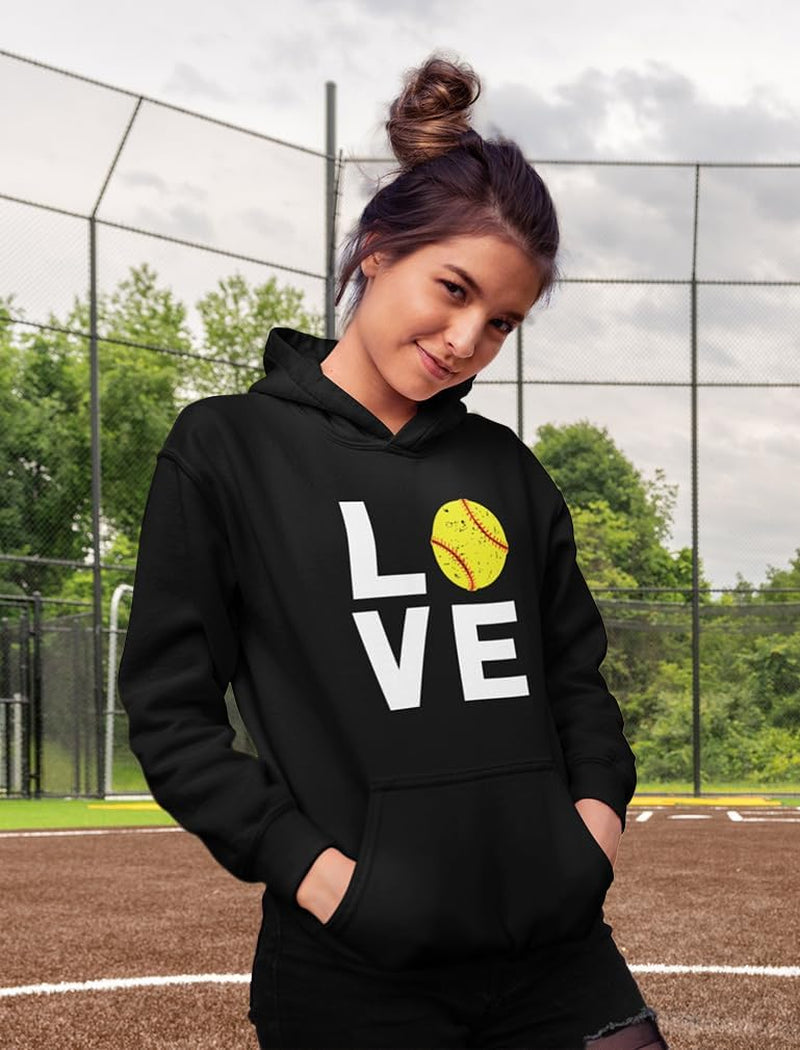 Love Softball Sweatshirt Hoodie Novelty Gifts for Coaches Fan Players Pitcher Hoodies for Women Teen Girls