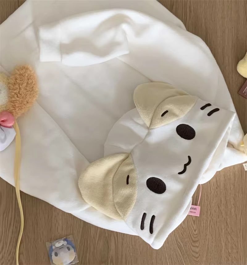 Masyumaro Fluffy Fuwa Nyanko Cat Zip up Hoodies Fleece Outerwears Tops Anime Cute Kawaii Winter Cloth Teen Girl Women Clothing