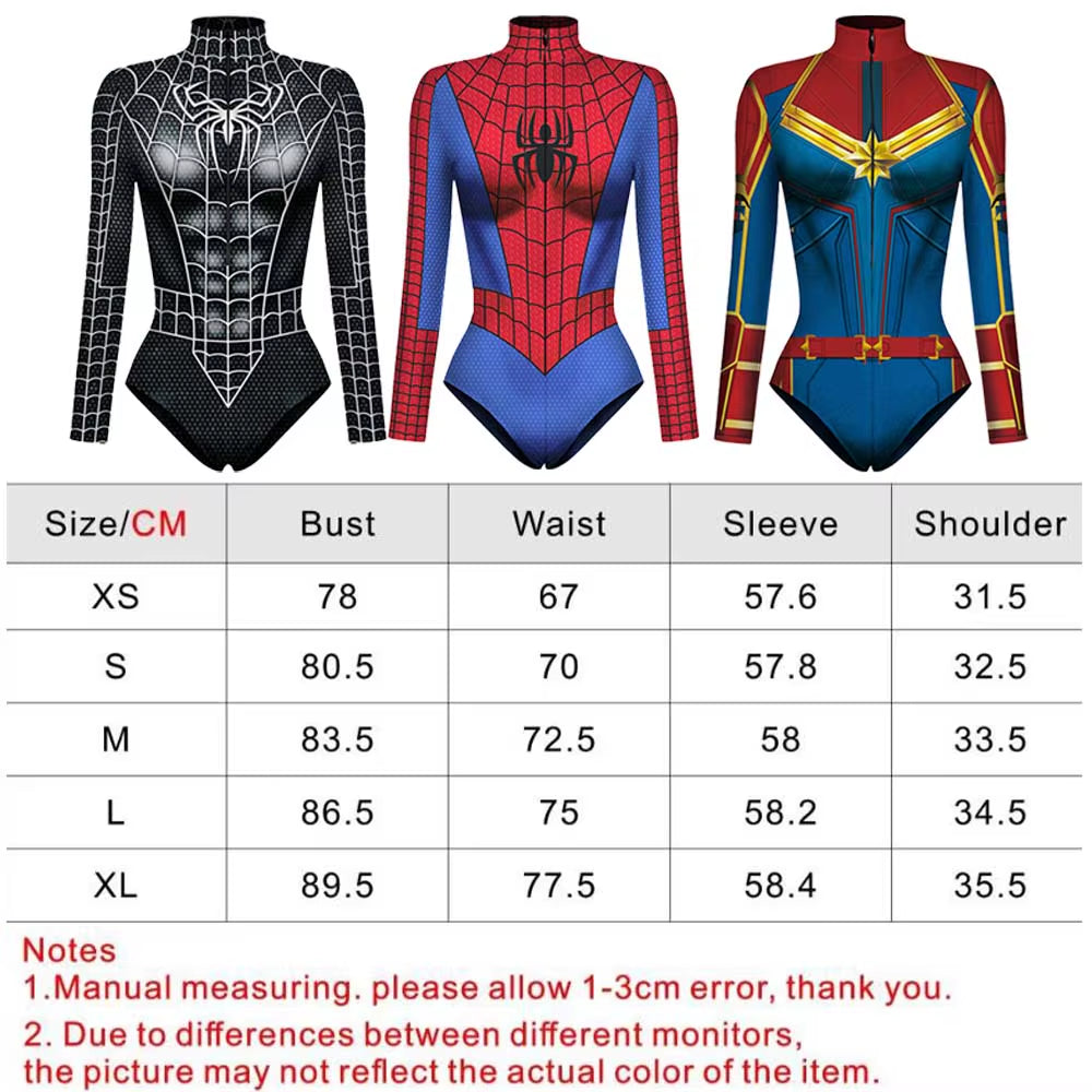 Spiderman Captain Superhero Swimsuit for Women Men 3D Print Long Sleeve Swim Bodysuit Cosplay Jumpsuit Halloween Carnival Outfit
