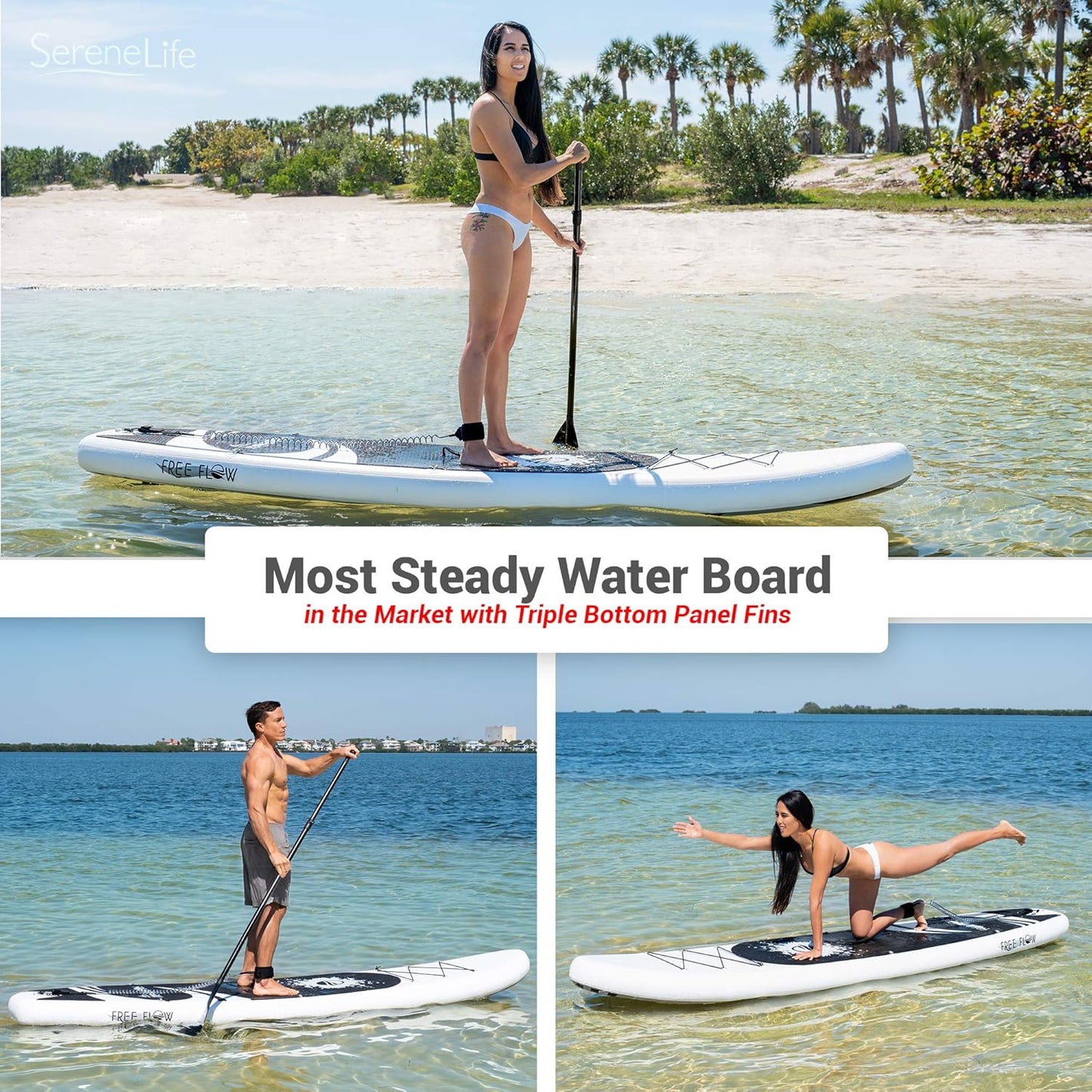 Inflatable Stand up Paddle Board - Wide Stable Design, Non-Slip Deck for Adults & Youth with Premium Paddle Board Accessories, Carry Bag, Dual Action Pump, Paddle, Ankle Leash