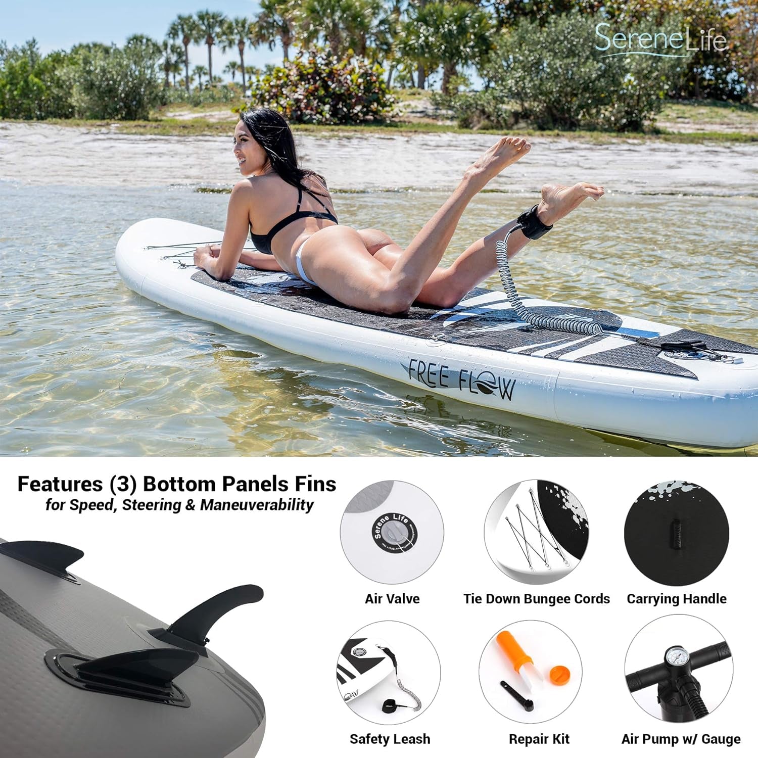 Inflatable Stand up Paddle Board - Wide Stable Design, Non-Slip Deck for Adults & Youth with Premium Paddle Board Accessories, Carry Bag, Dual Action Pump, Paddle, Ankle Leash