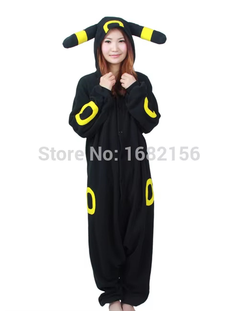 Adult Anime Kigurumi Onesie Cosplay Black Umbreon Unisex Cartoon Pajamas Nightgown Party Clothing