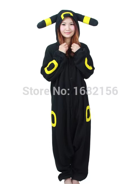 Adult Anime Kigurumi Onesie Cosplay Black Umbreon Unisex Cartoon Pajamas Nightgown Party Clothing