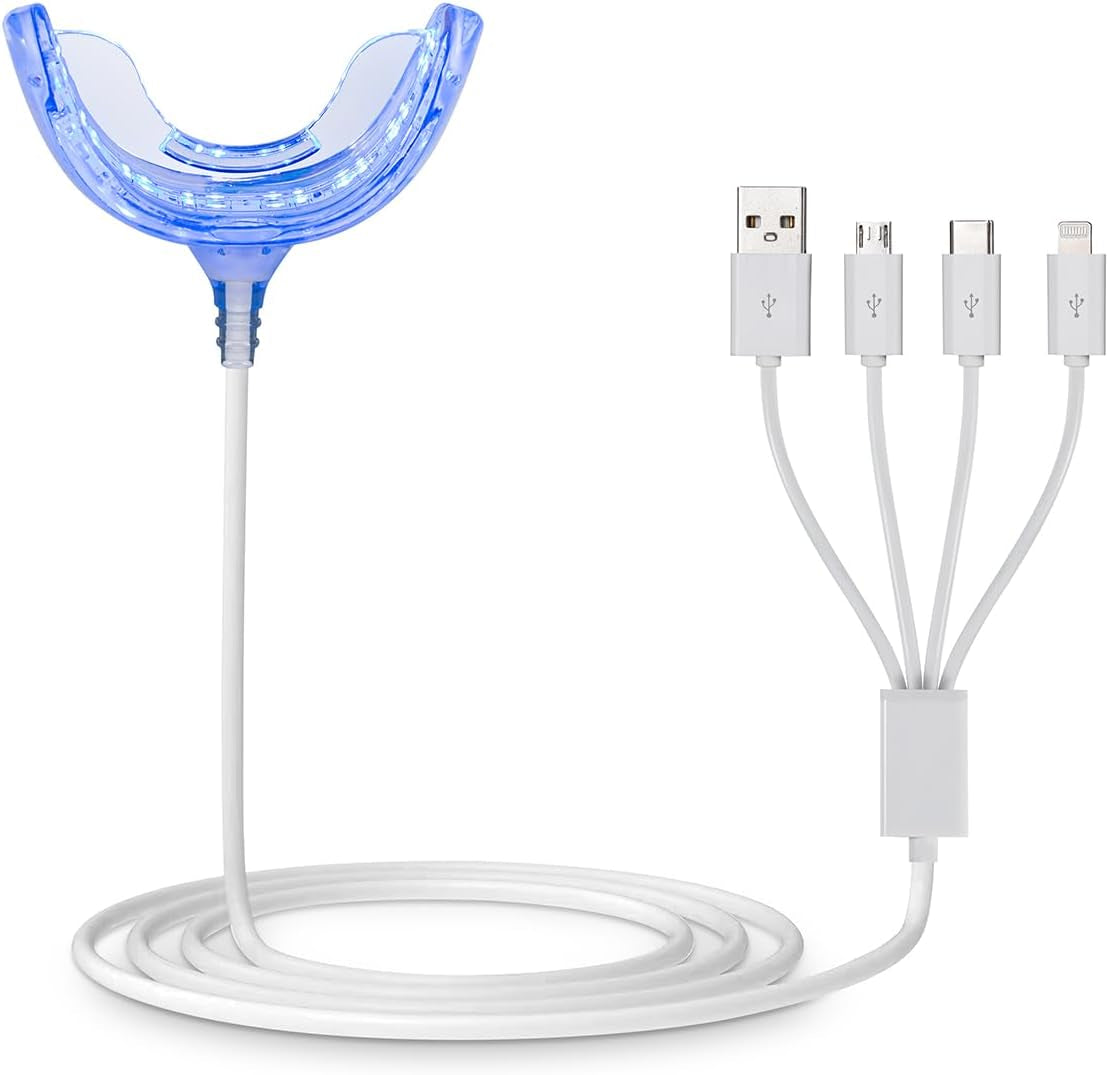 Teeth Whitening Accelerator Light, 32X Blue LED Light Mouth Tray Teeth Whitening Enhancer Light Trays Connected with Iphone/Android/Usb for Home Use