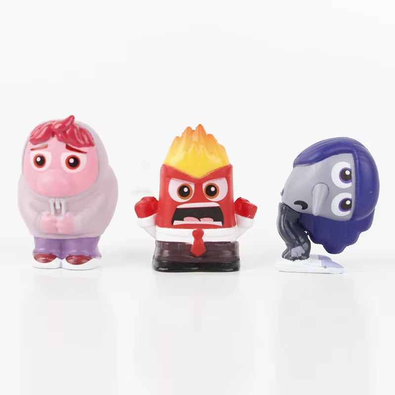 9Pcs/Set Mini inside Out 2 Action Figure Toy Cartoon Movie Joy Anxiety Anger Sadness Disgust Fear Model Doll Figurines Kids Gift