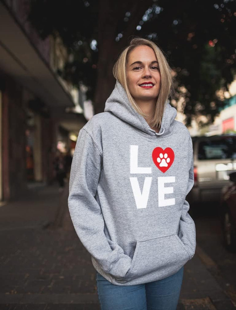 Love Dog Paw Print Sweatshirt Hoodie Gift for Women Teen Girls Dogs Lover Womens Hoodies