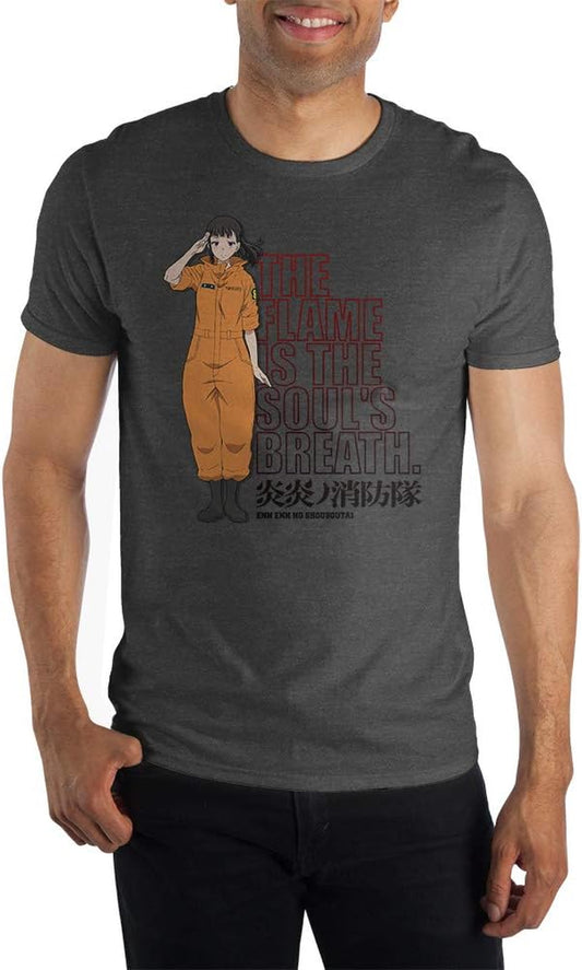 Fire Force Anime Cartoon Mens Grey Short Sleeve Shirt- 3X-Large