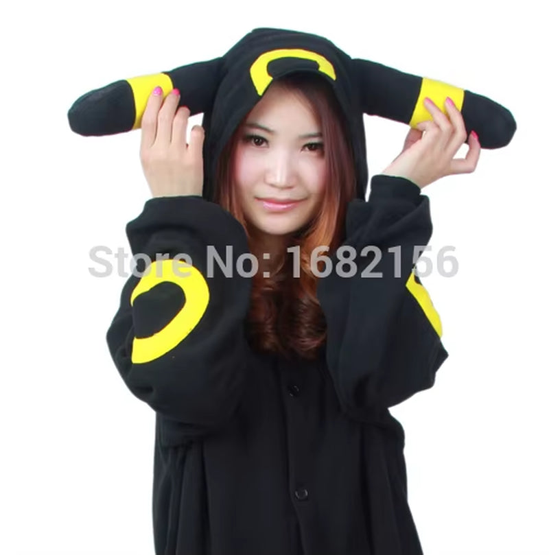 Adult Anime Kigurumi Onesie Cosplay Black Umbreon Unisex Cartoon Pajamas Nightgown Party Clothing